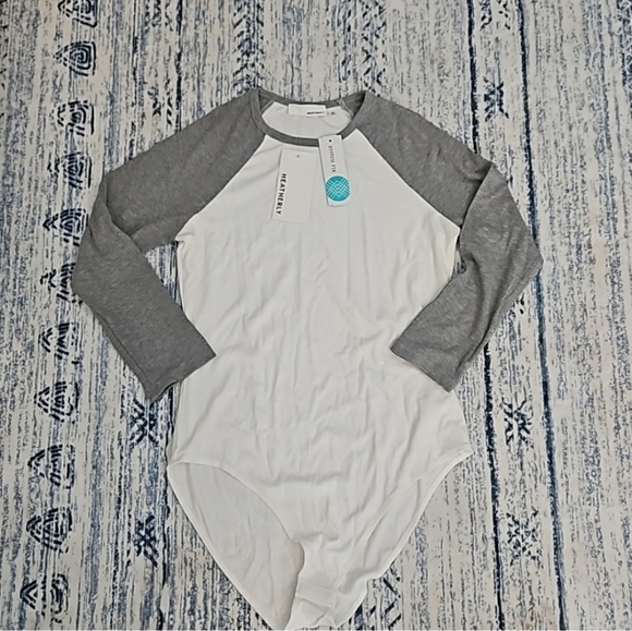 Heatherly Tops - NWT Heatherly Stitch Fix White Grey Jersey Bodysuit 3X